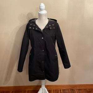 Style & Co Black Womens Hooded Anorak Rain Jacket, size small